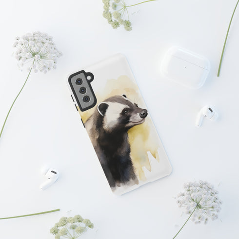 Badger on a Yellow Background - Impact Resistant Phone Case